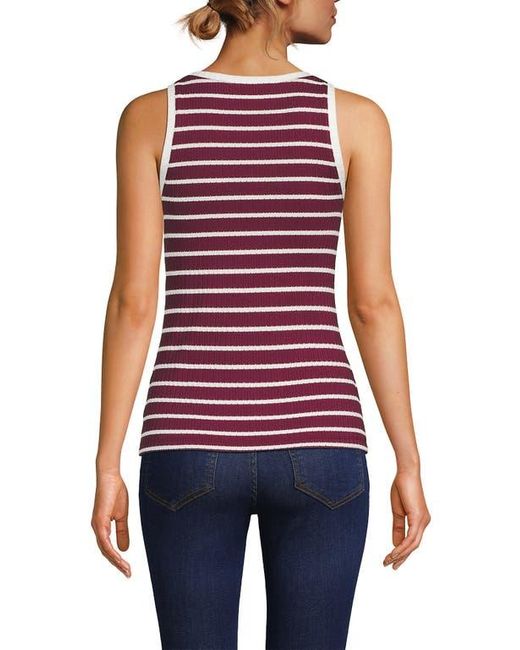 Lands' End Red Pointelle Rib Uneck Tank