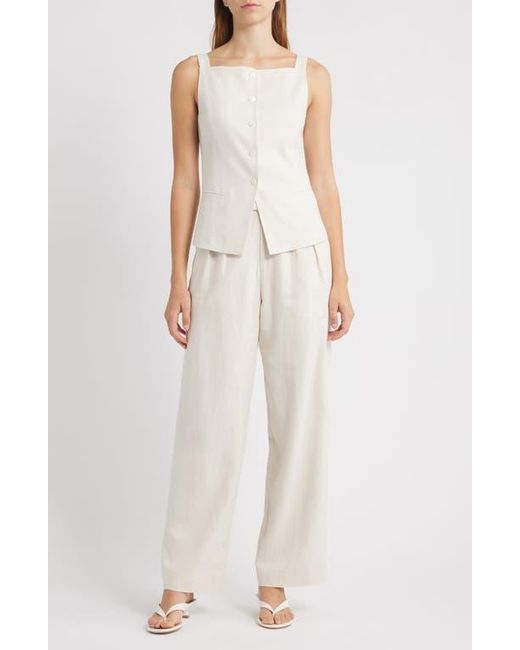 Wayf White Naomi Linen Blend Vest