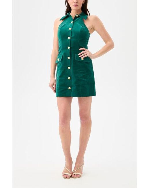 Trina Turk Safina Button Front Velvet Dress in Green | Lyst