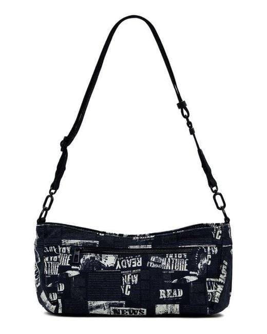 Desigual Black Cotton Canvas Shoulder Bag