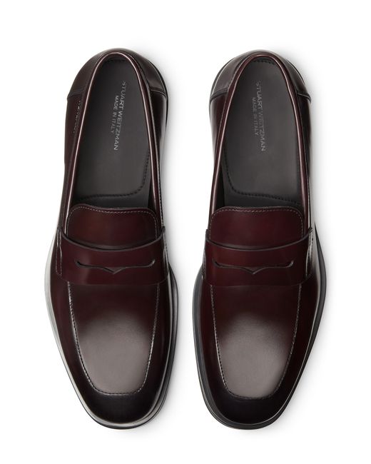 Stuart Weitzman Brown Club Classic Penny Loafer for men