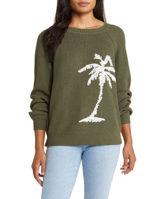 Tommy Bahama Green Breezy Palm Crewneck Sweater