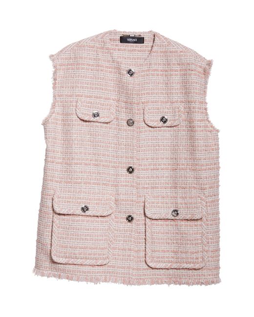 Versace Pink Oversize Tweed Vest