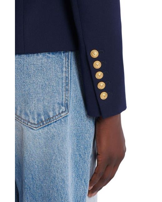 Balmain Blue Fitted Wool 6-Button Jacket