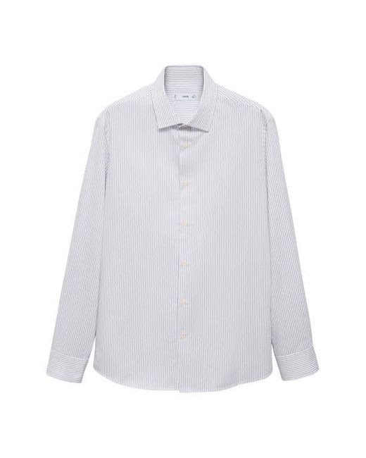 Mango White Slim Fit Stripe Button-Up Shirt for men