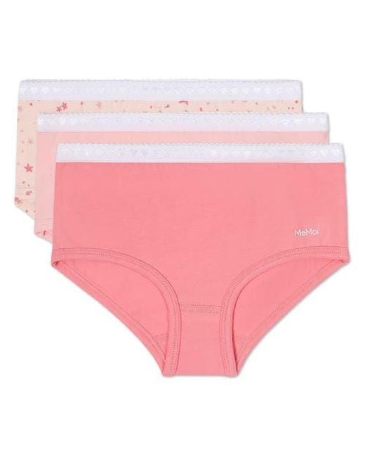 Memoi Pink 3 Pair Pack Starry Briefs