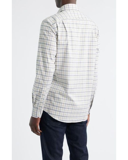 Scott Barber White Regular Fit Check Mélange Cotton Gingham Button-Up Shirt for men