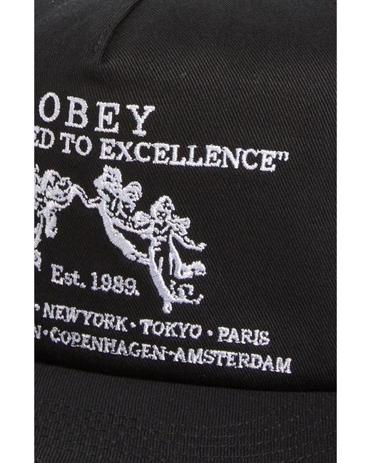 Obey Black Committed To Excellence Snapback Baseball Cap for men