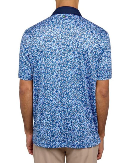 Con.struct Blue Regular Fit Micro Floral Print Recycled Performance Golf Polo for men