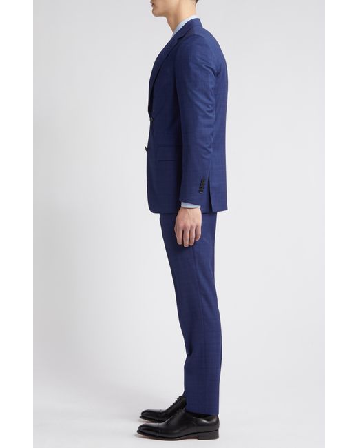 Peter Millar Blue Glen Plaid Tailored Fit Wool Suit for men