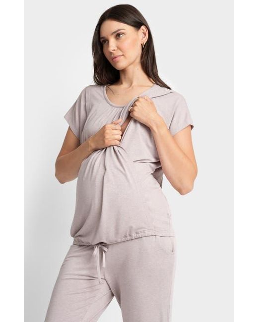 Seraphine Purple Short Sleeve Maternity/Nursing Longewear Set