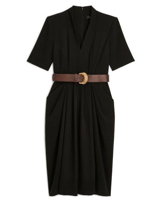 Donna Karan Black Belted Midi Dress