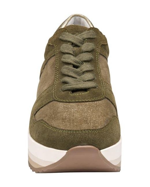 Johnston & Murphy Green Gracie Colorblock Platform Sneaker