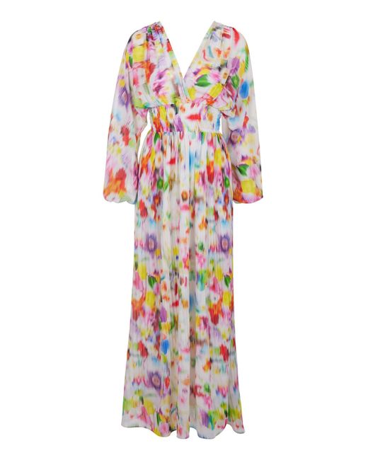 Nocturne White Printed Long Dress