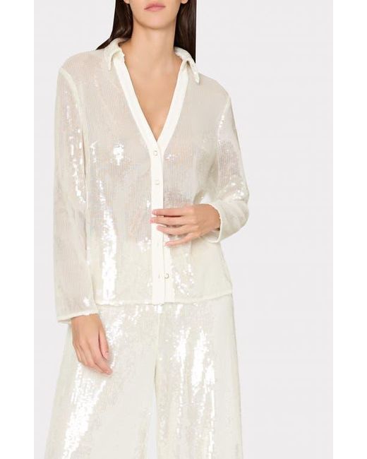 MILLY White Reed Sequin Pants