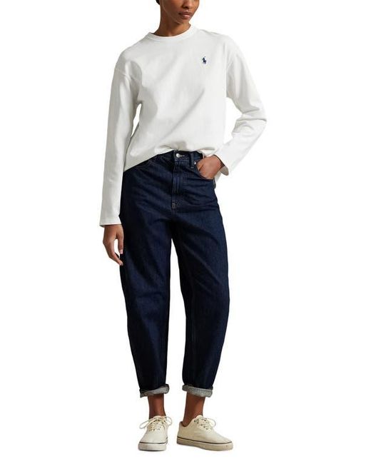 Polo Ralph Lauren White Long Sleeve Cotton Jersey T-Shirt