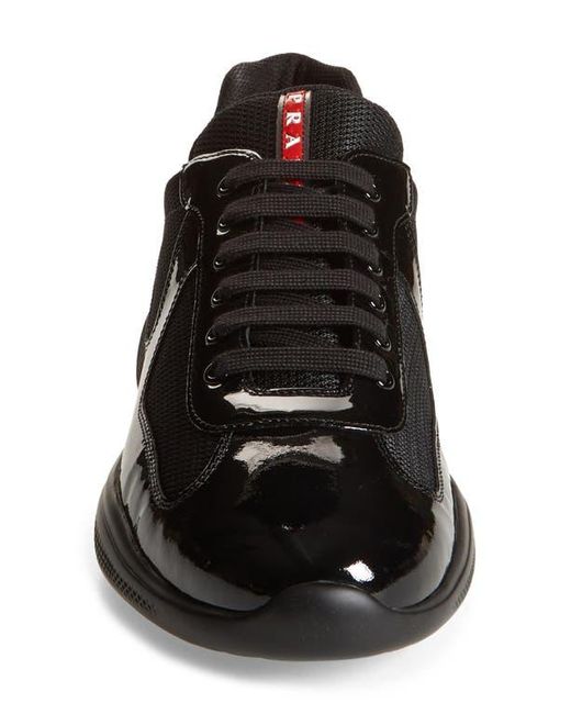 Prada Black America's Cup Vernice Bike Low Top Sneaker for men