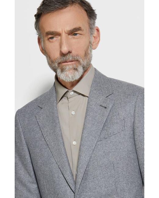 Zegna Blue 15Milmil15 Brushed Mini Houndstooth Wool Blend Suit for men