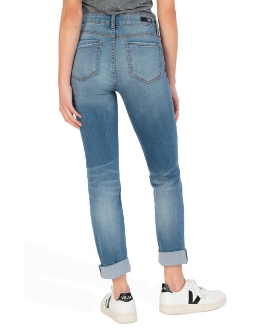 Kut From The Kloth Blue Catherine Boyfriend Distressed Mid Rise Relaxed Jeans