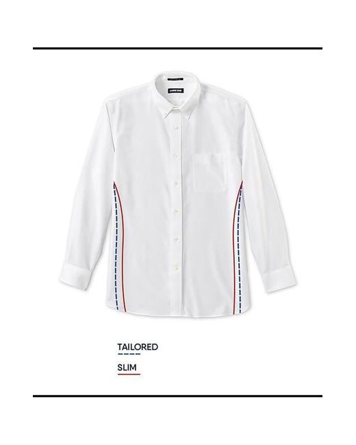 Lands' End Blue School Uniform Tailored Fit No Iron Solid Supima Cotton Pinpoint Buttondown Collar Dress Shirt for men