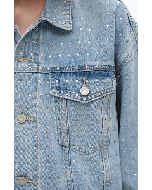 Bayeas Blue Oversize Rhinestone Denim Jacket