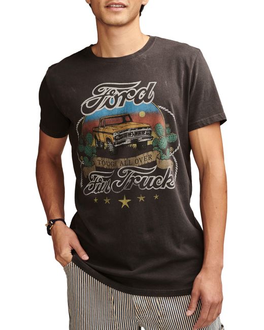 Lucky Brand Black Ford Fun Truck Graphic T-shirt for men