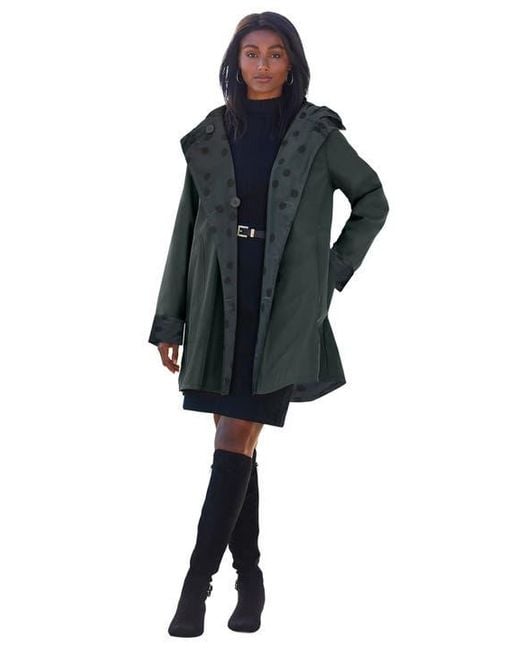 Jessica London Black Reversible A-Line Raincoat