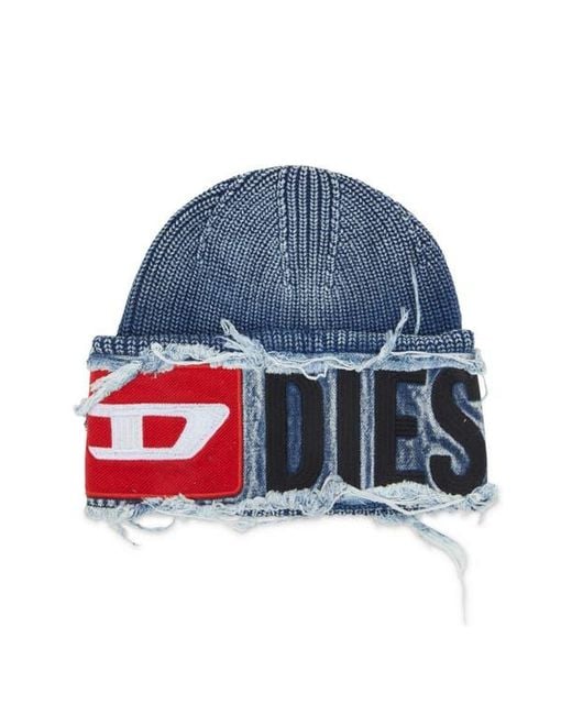 DIESEL K-Frok Fray Cuff Beanie in Blue for Men | Lyst