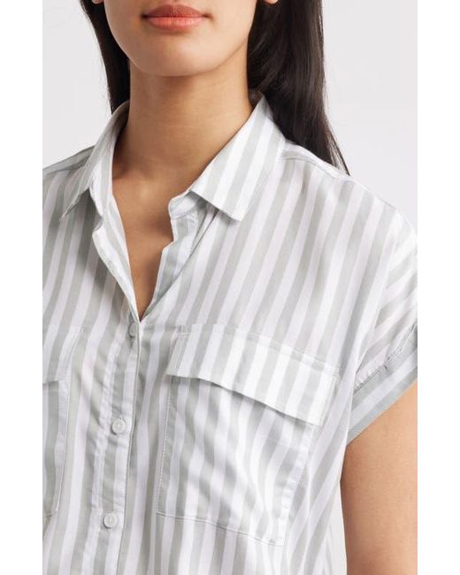 Beach Lunch Lounge White Kaiana Stripe Short Sleeve Button-Up Shirt