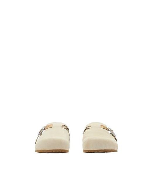 Burberry White Check Denim Urchin Clogs for men