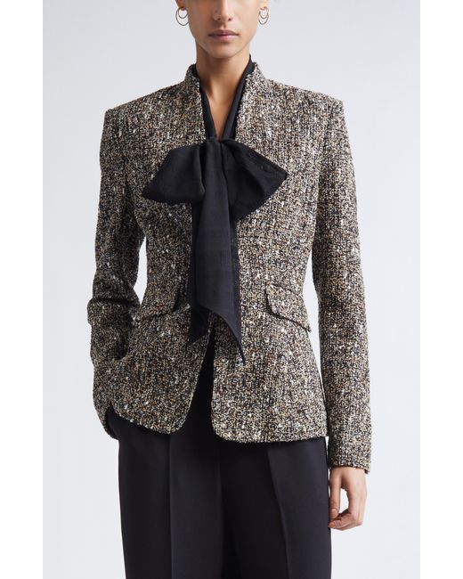 St. John Black Bouclé Tweed Jacket