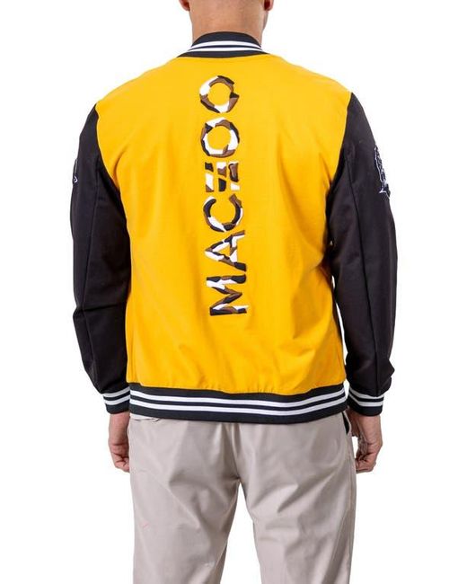 Maceoo Yellow Varsity222 Bomber Jacket for men