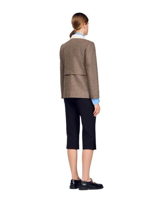 Sandro Blue Houndstooth Suit Jacket