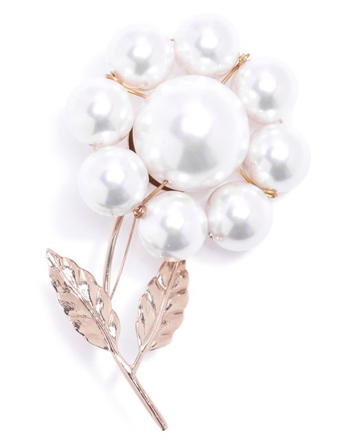 Carolina Herrera White Imitation Pearl Flower Brooch