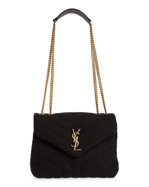 Saint Laurent Small Loulou Quilted Tweed Shoulder Bag in Black Lyst