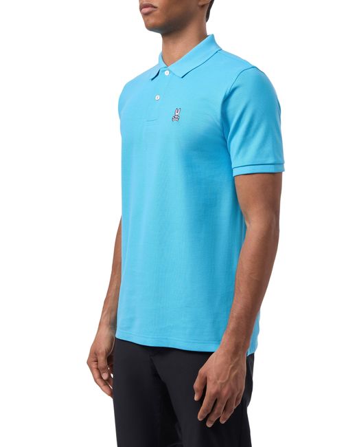 Psycho Bunny Blue Classic Solid Piqué Polo for men