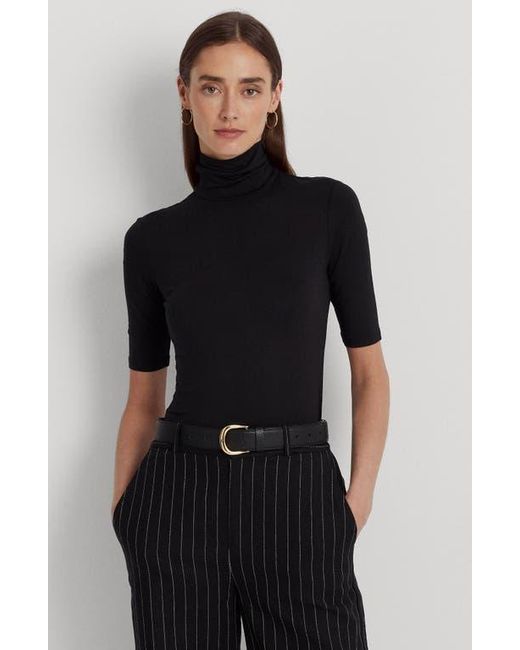 Ralph Lauren Black Jersey Turtleneck Top