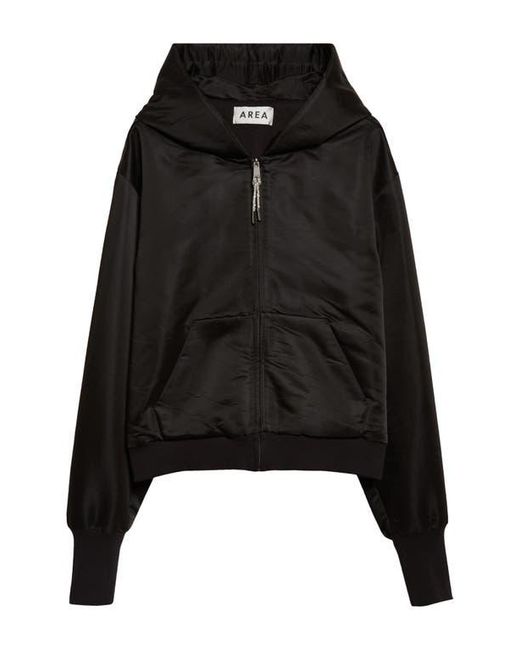 Area Black Crystal Knot Satin Full Zip Hoodie