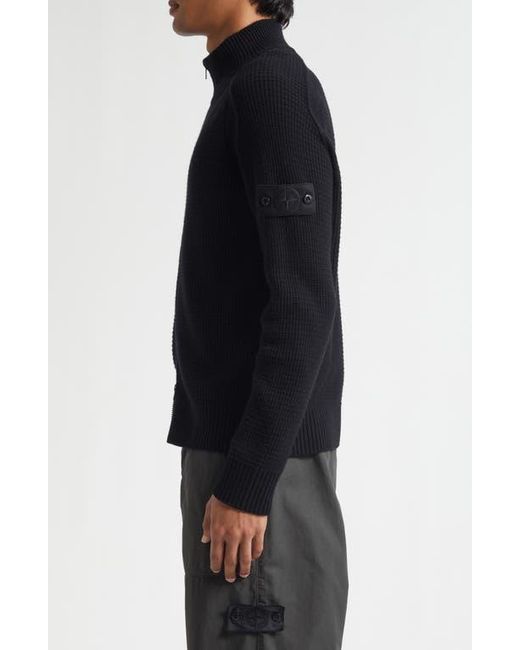 Stone Island Black Ghost Virgin Wool Zip Cardigan for men