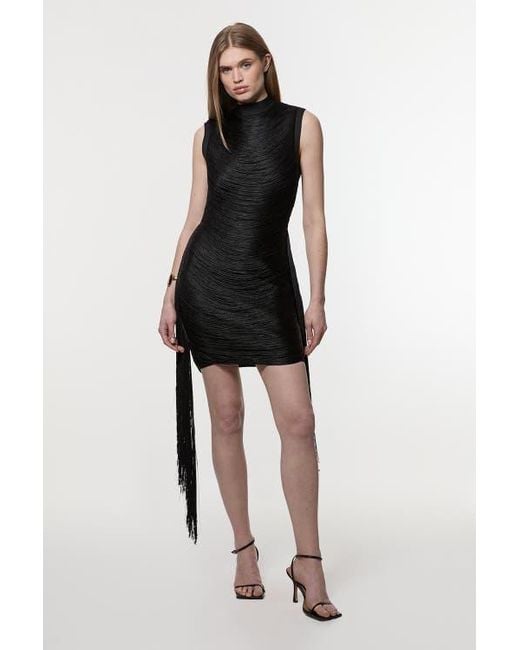 Karen Millen Black Knit Tassel Mini Dress