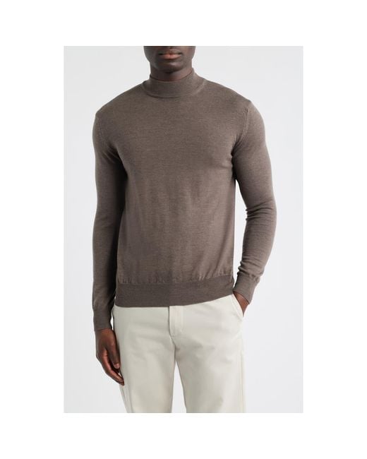 Aurélien Men's Brown Cashwool Mock Neck Sweater