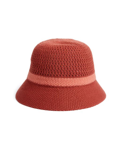 Treasure & Bond Red Open Knit Bucket Hat