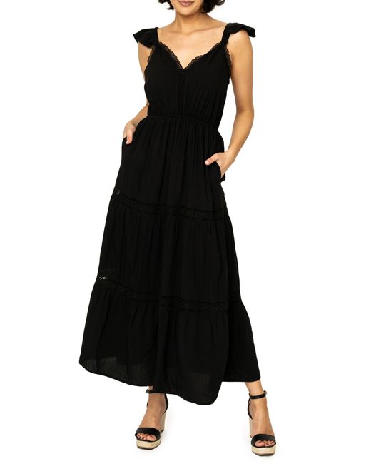 Gibsonlook Black Lace Detail Midi Dress
