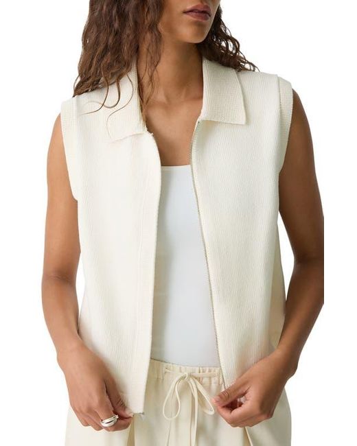 Theory White Stretch Cotton Blend Zip Sweater Vest