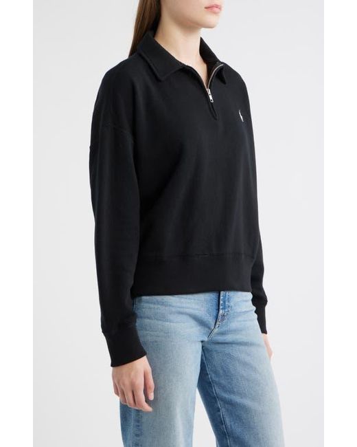 Polo Ralph Lauren Black Cotton Blend Fleece Quarter-Zip Sweatshirt
