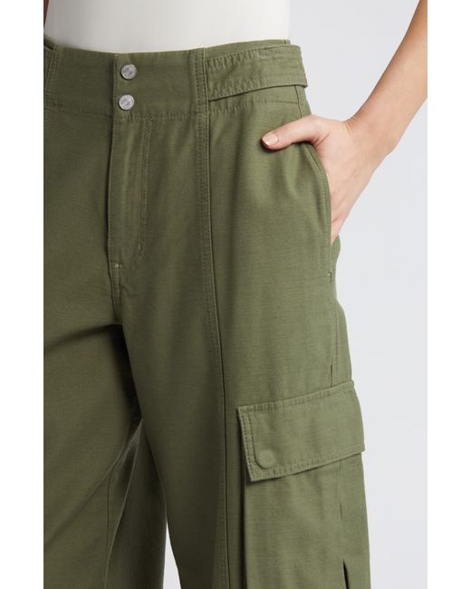 FRAME Green Wide Leg Cotton Cargo Pants