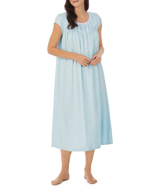 Eileen West Floral Long Cotton Nightgown in Blue Lyst