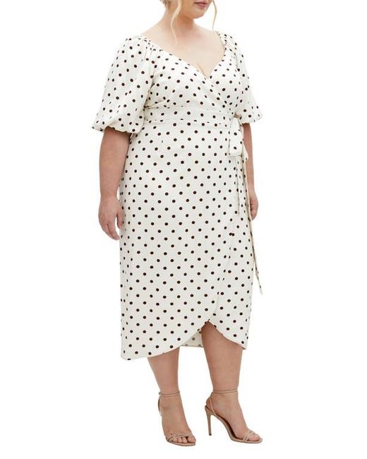 City Chic White Claudine Faux Wrap Chiffon Midi Dress