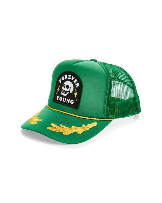 Local Beach Green Forever Young Captain Patch Trucker Hat for men