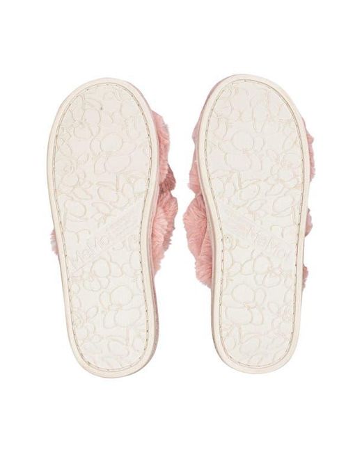 Memoi Pink Double Cross Plush Slipper